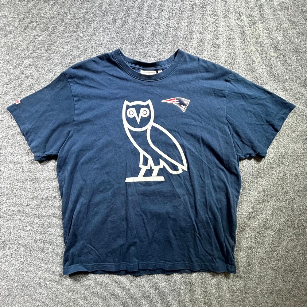 OVO x NFL New England Patriots Game Day T-Shirt Men's 2XL Navy Blue Graphic Tee - Picture 1 of 13